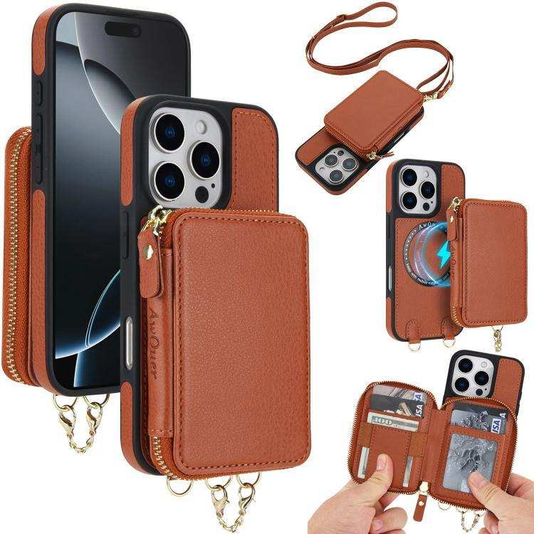 AwQuer 2 in 1 Crossbody Zipper Wallet Leather Back Phone Case MyMobile