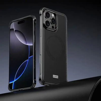 J TRIBE Metal Frameless Plain Leather MagSafe Phone Case