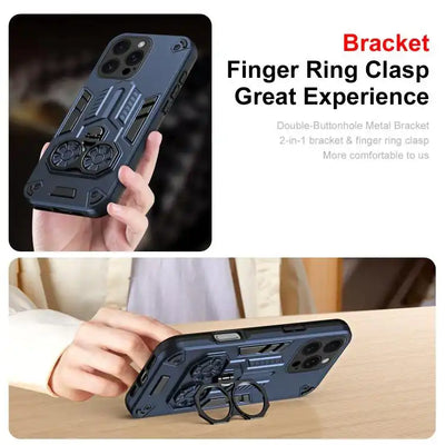 Double-Ring Holder PC Hybrid TPU Phone Case