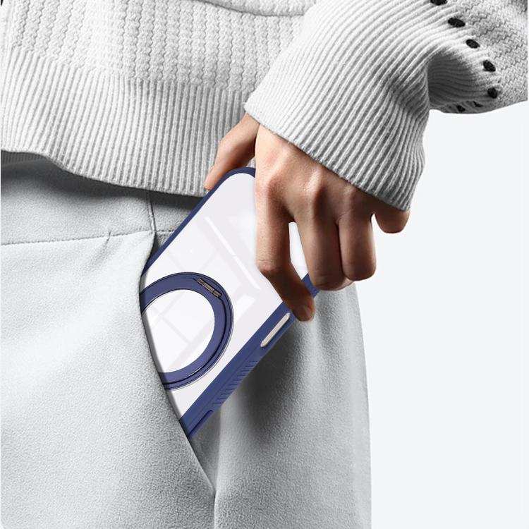 Solid Color Edge Transparency Rotation Holder MagSafe Phone Case