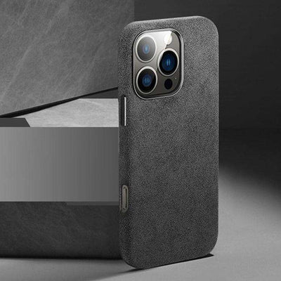 Suede Leather MagSafe Back Cover Phone Case