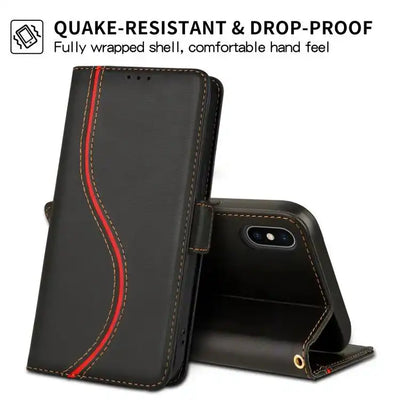 Side Buckle S Curve Leather Phone Case