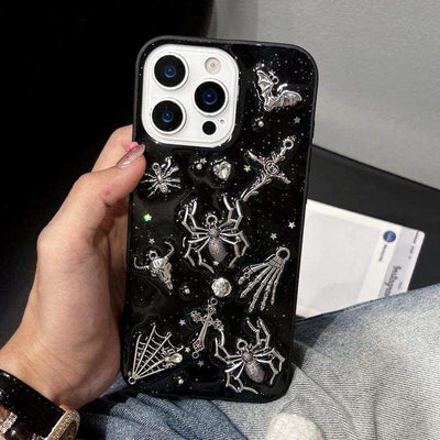 Dark-Style Spider Epoxy Acrylic Hybrid TPU Phone Case