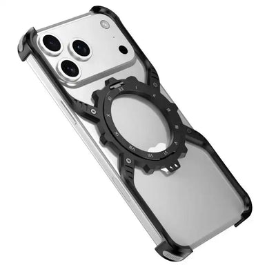 Mechanical Gear MagSafe Holder Borderless Metal Phone Case