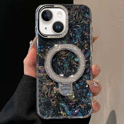 Ink Rhythm Colorful Shell Pattern TPU Hybrid IMD Phone Case with Glitter Holder