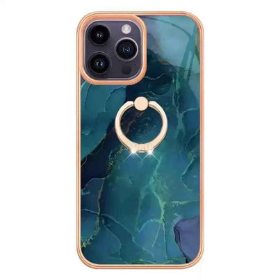 Electroplating Marble Dual-side IMD Phone Case with Ring