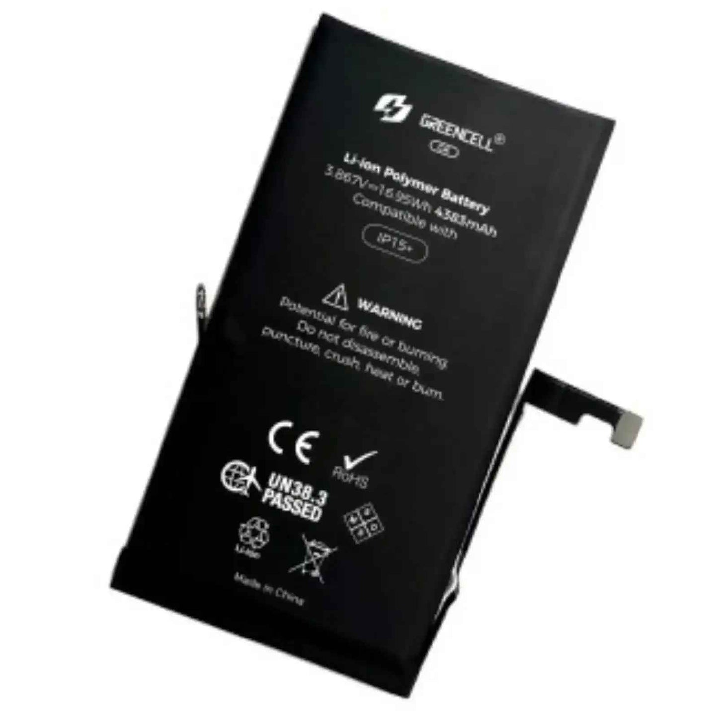 Greencell Crack Series- iPhone 15 Plus CRACK Battery with Adhesive Strips 4383mAh No Need Soldering & No Need Tag-on