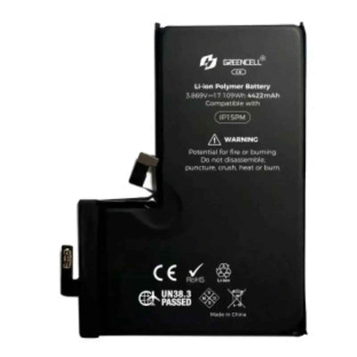 Greencell Crack Series- iPhone 15 Pro Max CRACK Battery with Adhesive Strips 4422mAh No Need Soldering & No Need Tag-on