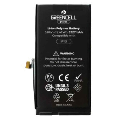 Greencell PRO Series- iPhone 13 Replacement Battery with Adhesive Strips 3227mAh TI chip -27546-A3 IC & Original Cell