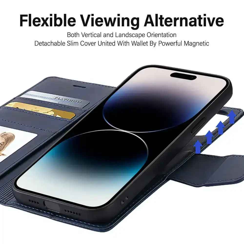 Hanman 2 in 1 Detachable Flip Leather Wallet Case With Magnetic Ring for iPhone 17 Pro Max