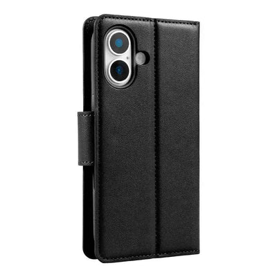 Hanman PU Flip Leather Wallet Case for iPhone 17-Black