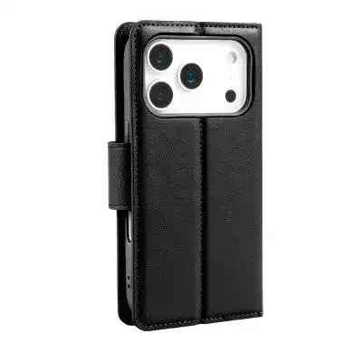 Hanman PU Flip Leather Wallet Case for iPhone 17 Pro-Black
