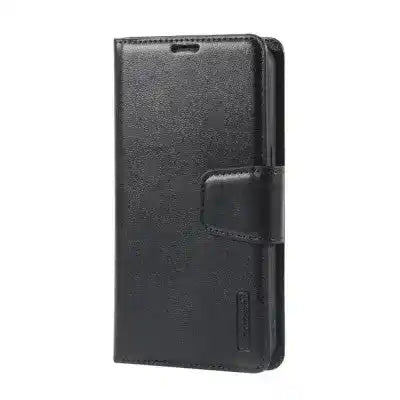 Hanman PU Flip Leather Wallet Cover Case for iPhone 16-Black Hanman