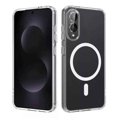 High Quality Acrylic + TPU Hybrid Transparent Magsafe Case for Samsung Galaxy S25 Edge-Transparent