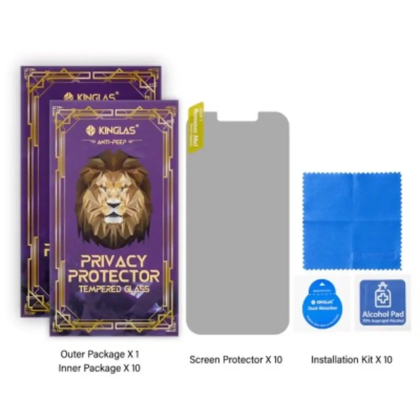 Kinglas 10 Packs Privacy Tempered Glass Screen Protector For iPhone 12 Pro Max Kinglas