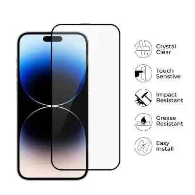 Kinglas 2.5D Full Coverage Silk Printing Black Edge Tempered Glass Screen Protector for iPhone 16 Pro Max