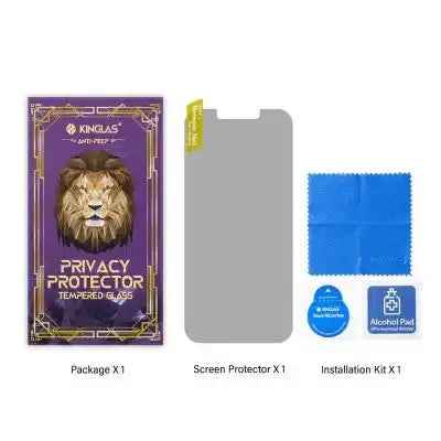 Kinglas Privacy Tempered Glass Screen Protector For iPhone 13 13 Pro 14
