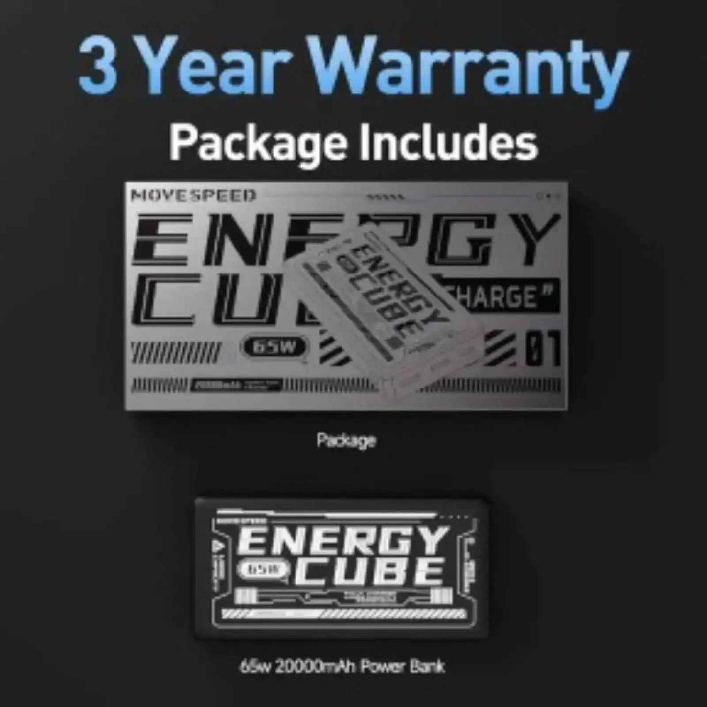 MOVE SPEED Laptop Portable Charger Power Bank 20000mAh 65W (YSPBE20-65)-Black