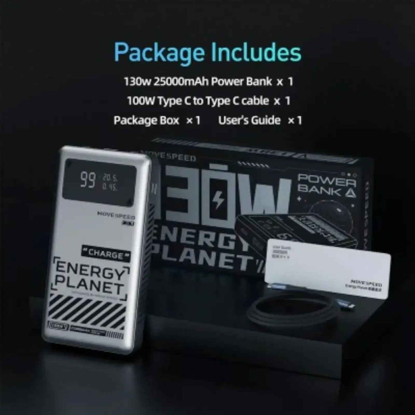 MOVE SPEED Laptop Power Bank 25000mAh 130W (YSPBM25)-Silver