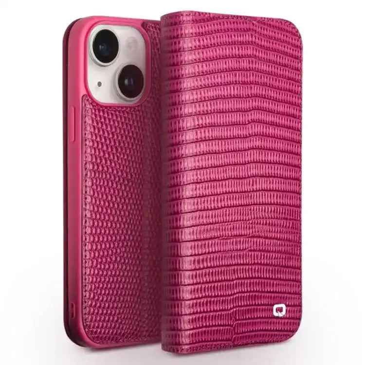 QIALINO Little Crocodile Texture Genuine Leather Phone Case