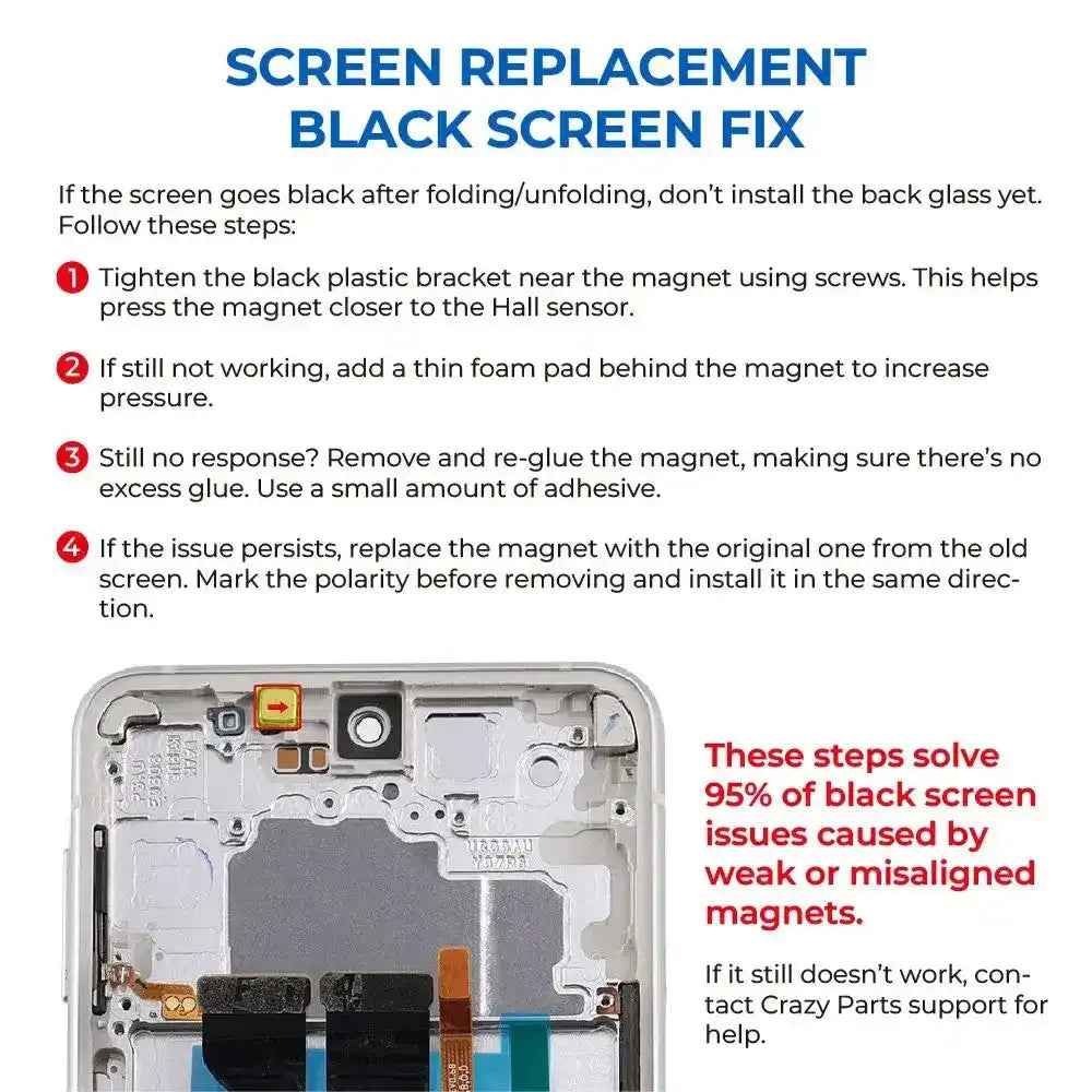 REFURB OLED Screen Replacement Digitizer with Frame for Samsung Galaxy Z Flip4 5G (F721B)-Graphite
