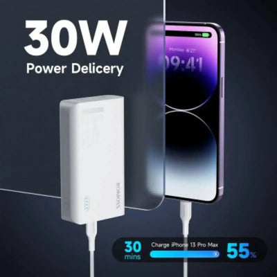 Romoss Sense4S Pro 30W 10000mAh Powe Bank Two-way Fast Charging Power Bank Type-C 3 Input 3 Output-White romoss