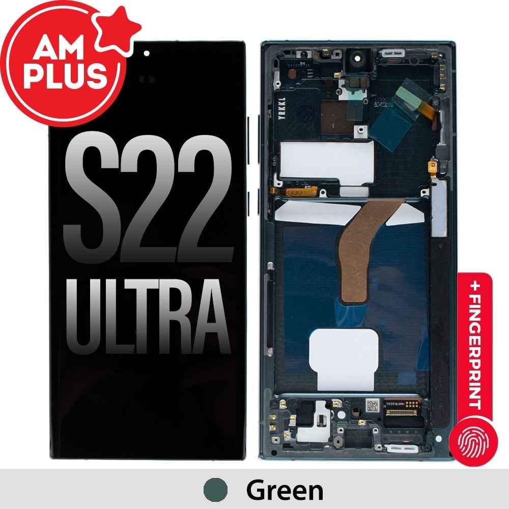 Samsung Galaxy S22 Ultra 5G G908B AMPLUS OLED Screen Replacement Digitizer with Frame -Phantom Black (improved edition)