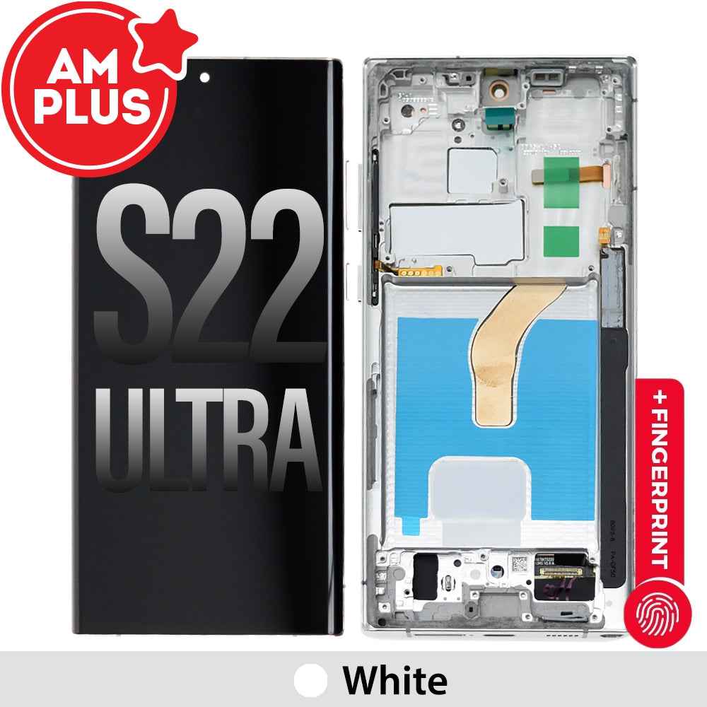 Samsung Galaxy S22 Ultra 5G G908B AMPLUS OLED Screen Replacement Digitizer with Frame -Phantom Black (improved edition)