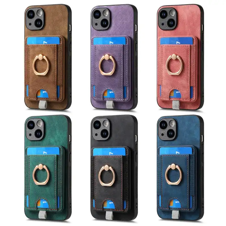 Retro Splitable Magnetic Card Bag Leather Phone Case