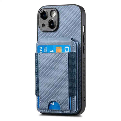Carbon Fiber Vertical Flip Wallet Stand Phone Case