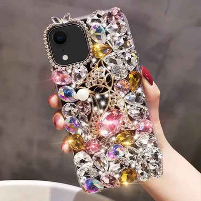 Handmade Bling Rhinestone Gemstone Fox PC Phone Case