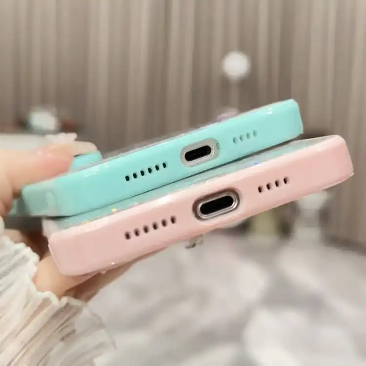 Color Butterfly Glitter Epoxy TPU Phone Case