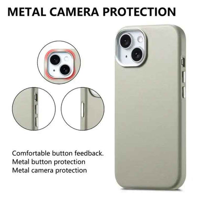 Electroplated Metal Button MagSafe Phone Case