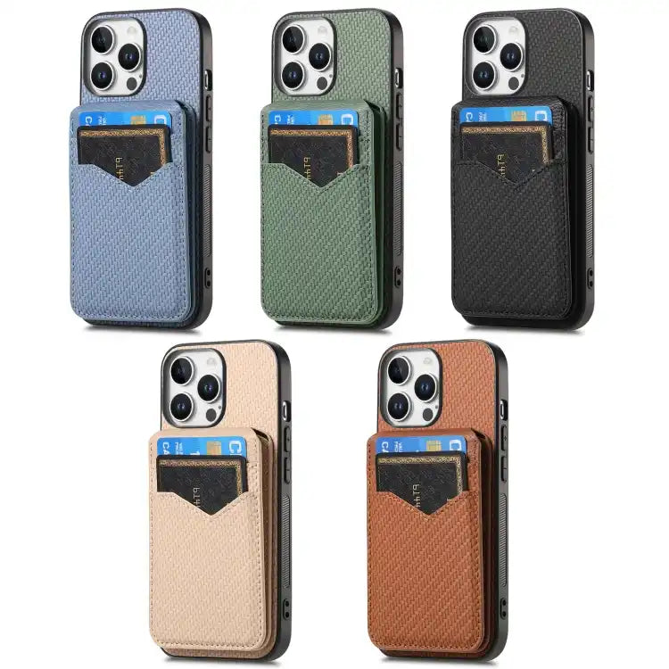 Carbon Fiber MagSafe Vertical Flip Card Bag Phone Case
