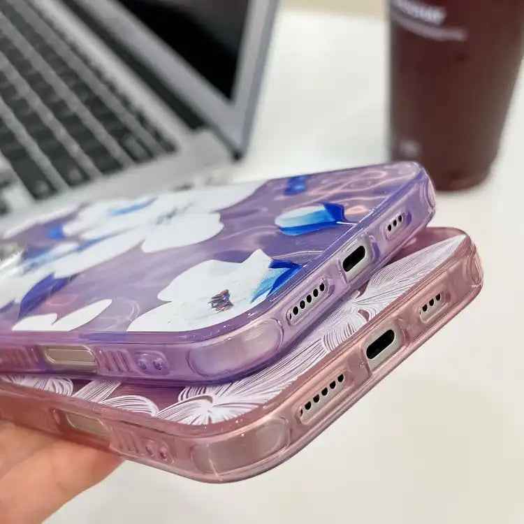 Electroplating Flowers Plants Texture TPU Phone Case