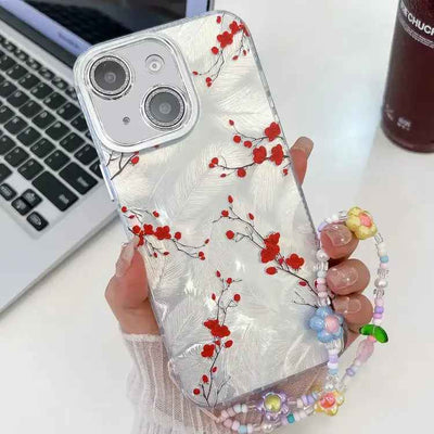 Electroplating Flower Texture Wristband TPU Phone Case