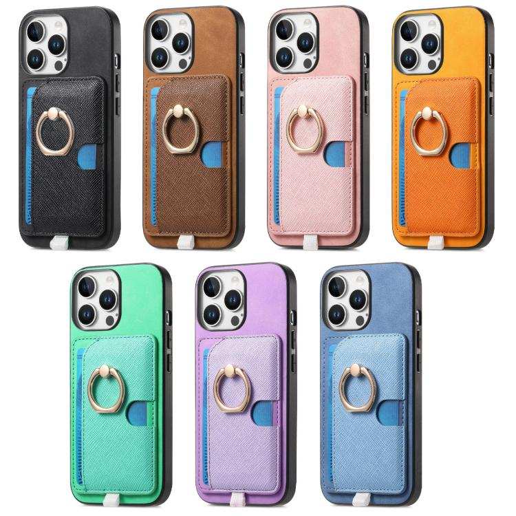 Retro Cross Leather Ring Side Insert Card Bag MagSafe Phone Case