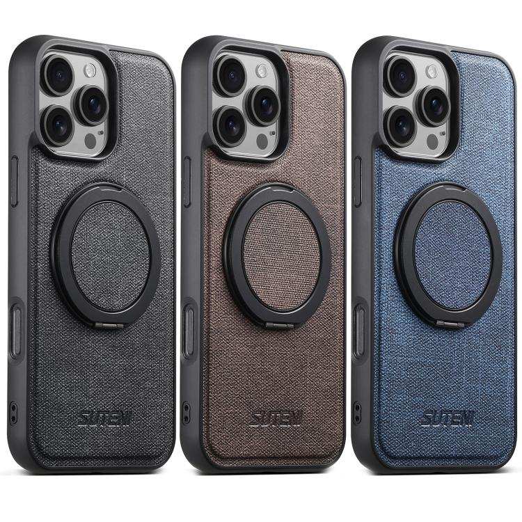 Suteni G3 360 Rotation Holder MagSafe Denim Leather Back Phone Case