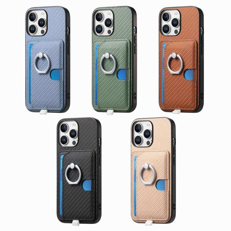 Carbon Fiber Ring Side Insert Card Bag MagSafe Phone Case