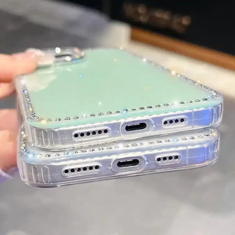Rhinestone Glitter TPU 4-corners Anti-fall Phone Case