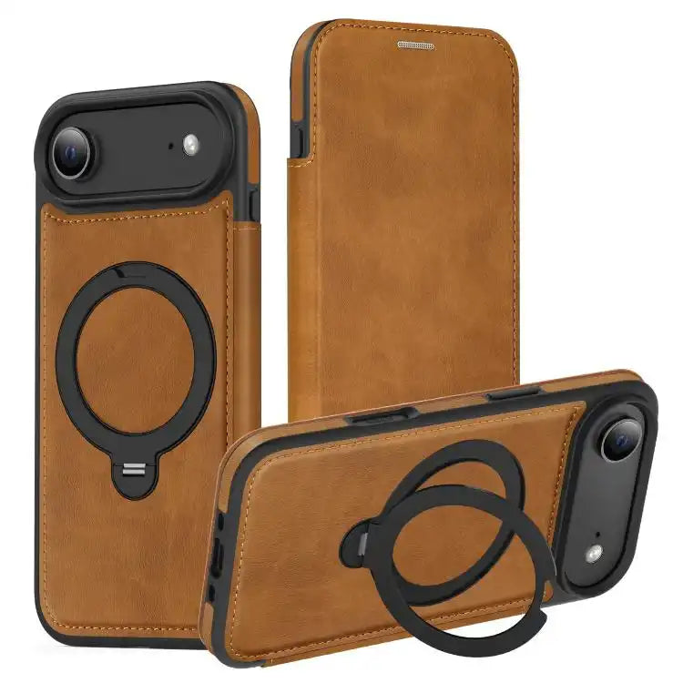 Knight Shield 360 Rotation Holder MagSafe RFID Leather Phone Case