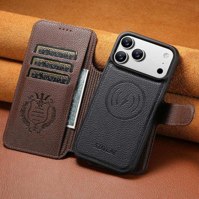 Suteni Q05 -in-1 Multi-function MagSafe Wallet Big Litchi Leather Phone Case MyMobile
