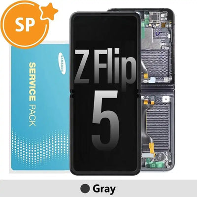Samsung Galaxy Z Flip5 F731B OLED Screen Replacement with Frame GH82-31827E (Service Pack)-Gray SP - Service Pack OEM