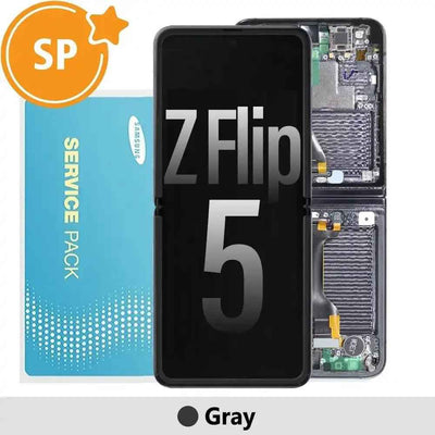 Samsung Galaxy Z Flip5 F731B OLED Screen Replacement with Frame GH82-31827E (Service Pack)-Gray