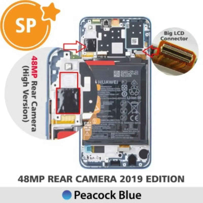 (Service Pack) LCD Screen Repair for Huawei P30 lite (48MP Rear Camera 2019 Edition) 02352RQA -Peacock Blue