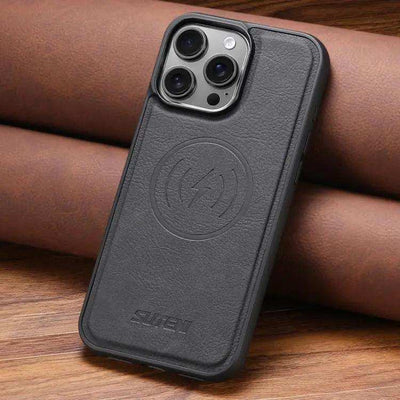 Suteni G5 Litchi Leather Magnetic MagSafe Phone Case Suteni