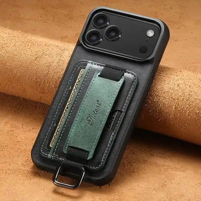 Suteni H13 Card Wallet Wrist Strap Holder PU Phone Case Suteni