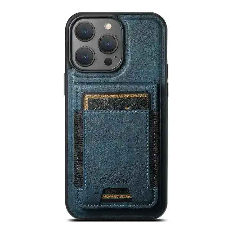 Suteni H17 Oil Eax Leather MagSafe Detachable Wallet Phone Case