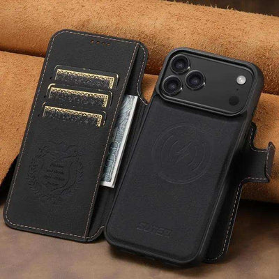 Suteni Q05 2-in-1 Multi-function MagSafe Wallet Litchi Leather Phone Case Suteni