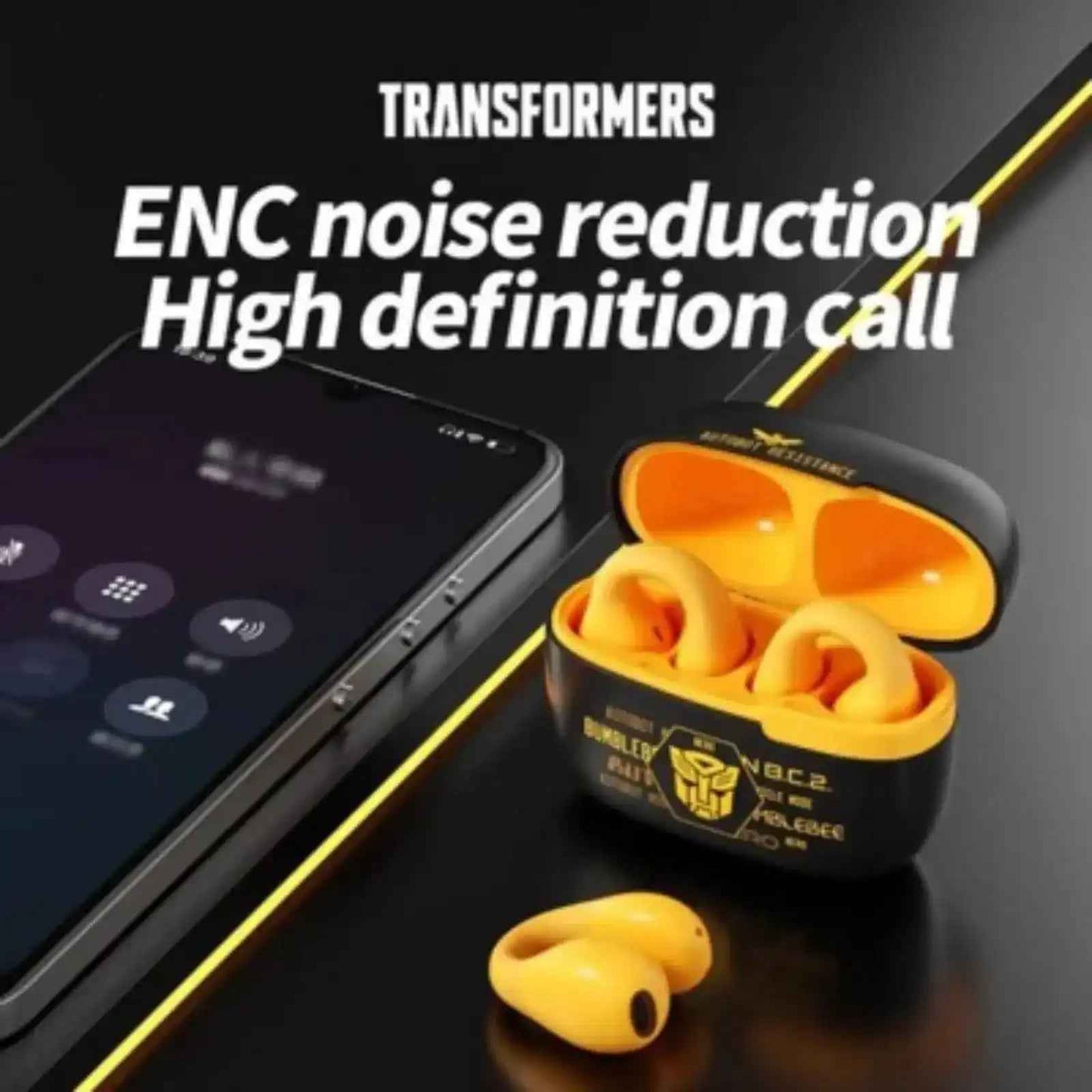 Transformers TF-T05 Ear Clip Open Touch ENC Noise Reduction Earphones-Black